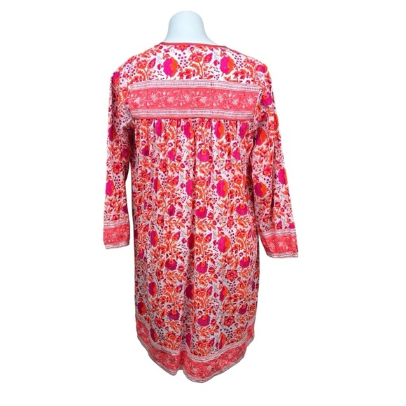 SZ BLOCKPRINTS Indian Floral Print Cotton
Dress Tassels Magenta Tangerine Large - Picture 2 of 7